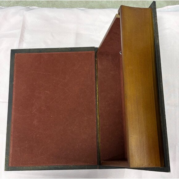 Vintage Style Decorative Faux Book Hidden Storage Box With Velvet Lining Keys - Picture 4 of 9